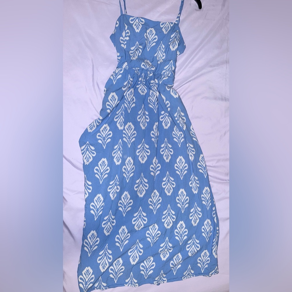 Blue and White Patterned Dress